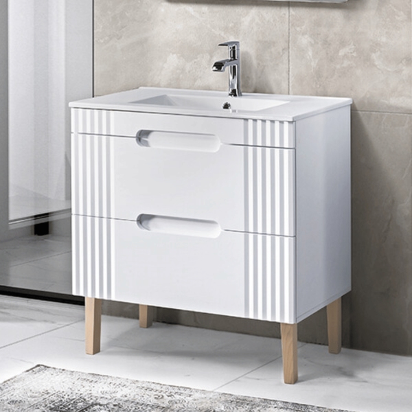 Umywalka Mała do Łazienki Ceramiczna 51x46 cm Wpuszczana w Blat Biały Połysk LAVA COMAD