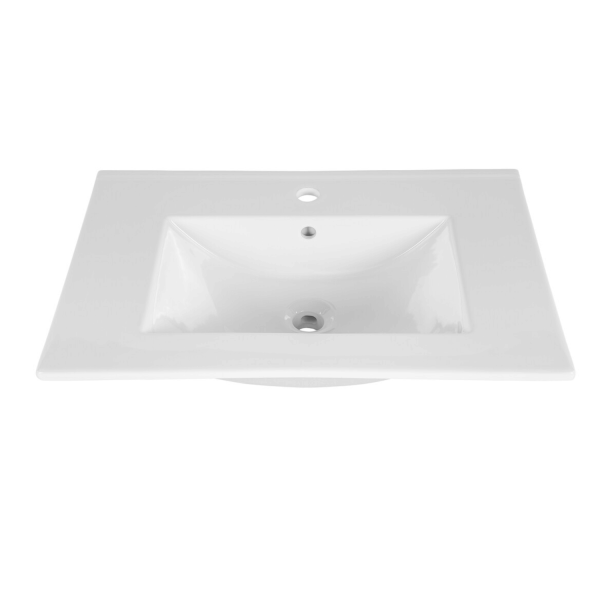 Umywalka Mała do Łazienki Ceramiczna 51x46 cm Wpuszczana w Blat Biały Połysk LAVA COMAD