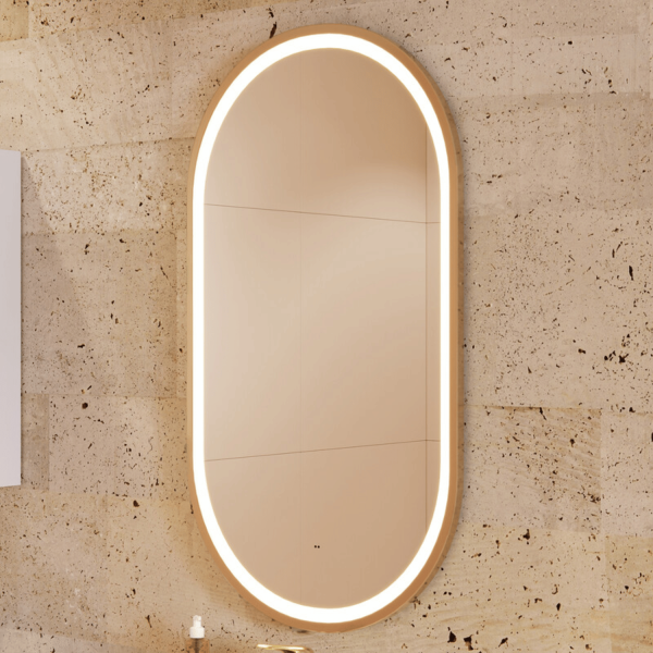 Lustro do Łazienki LED Owalne Podświetlane 90x50 cm Duże w Ramie APOLLO 2 COMAD
