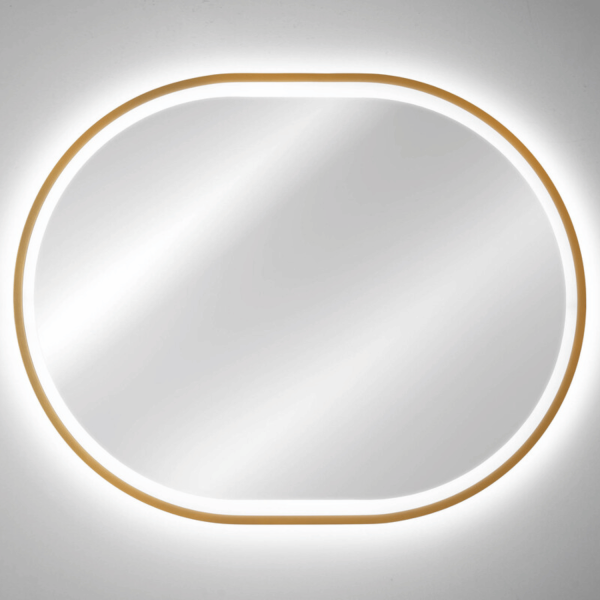 Lustro LED do Łazienki Owalne Złota Rama w Ramie 90x70 cm APOLLO 2 COMAD