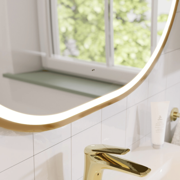 Lustro LED do Łazienki Owalne Złota Rama w Ramie 90x70 cm APOLLO 2 COMAD