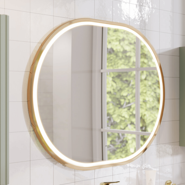 Lustro LED do Łazienki Owalne Złota Rama w Ramie 90x70 cm APOLLO 2 COMAD