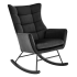 Fotel Tapicerowany do Salonu Welurowy Pikowany Bujany na Płozach z Podłokietnikami Czarny BAZALTO Halmar
