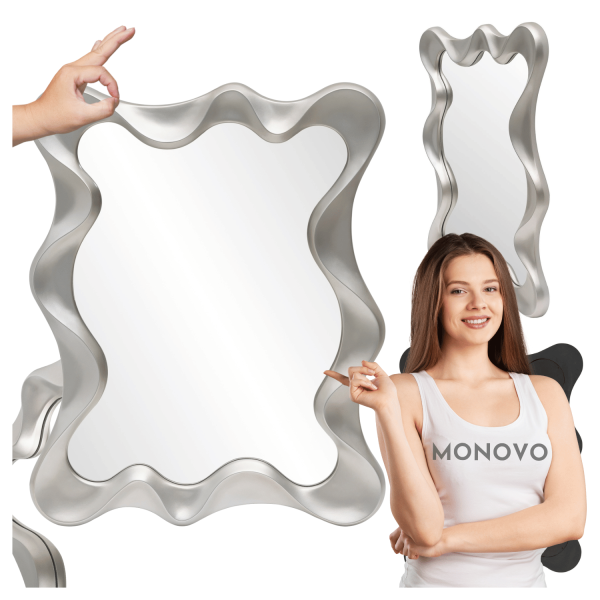 Lustro Ścienne Wiszące Glamour w Ramie Srebrne Antyczne Prostokątne Nowoczesne DECO HALMAR