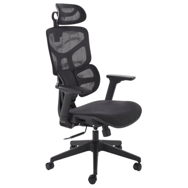 Ergonomiczny Fotel Biurowy Obrotowy z Siatki Gabinetowy MULTIBLOCK Czarny Siatka MACAR Halmar