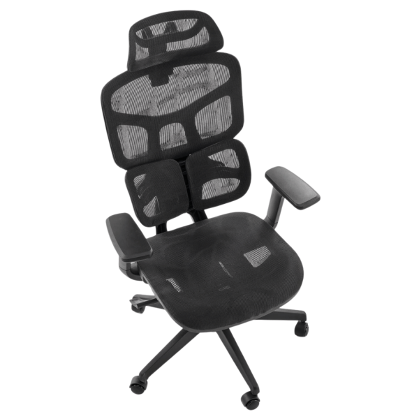 Ergonomiczny Fotel Biurowy Obrotowy z Siatki Gabinetowy MULTIBLOCK Czarny Siatka MACAR Halmar