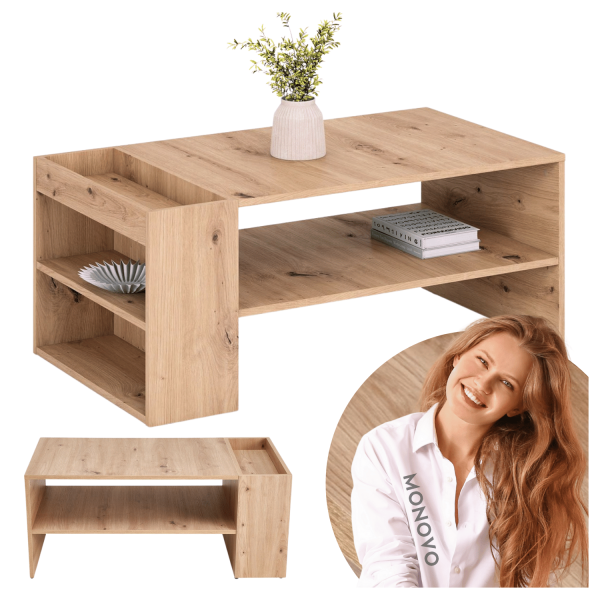 Nowoczesny Stolik Kawowy Prostokątny do Salonu z Półką Dąb Artisan Ława Loft MURCIA Halmar