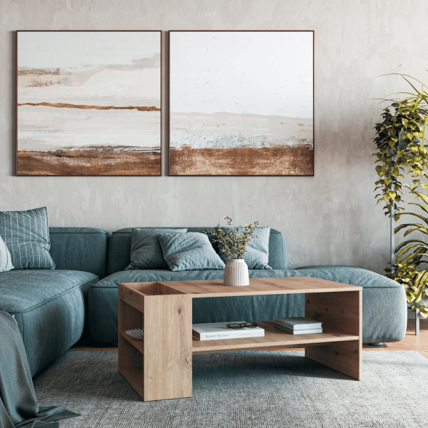 Nowoczesny Stolik Kawowy Prostokątny do Salonu z Półką Dąb Artisan Ława Loft MURCIA Halmar