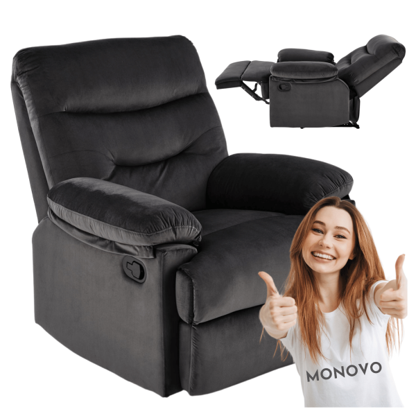 Nowoczesny Fotel Wypoczynkowy Rozkładany Welurowy Czarny Velvet DRAGER Halmar