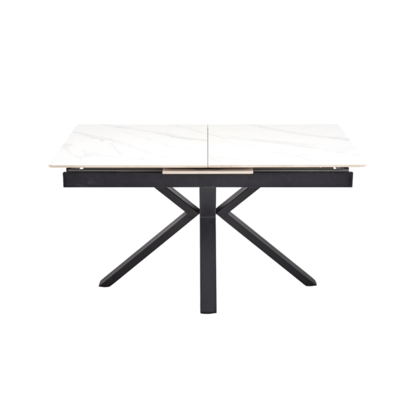 Nowoczesny Rozkładany Stół Prostokątny 140-180x85 cm do Jadalni Biały Marmur Matowy PLATAN Halmar