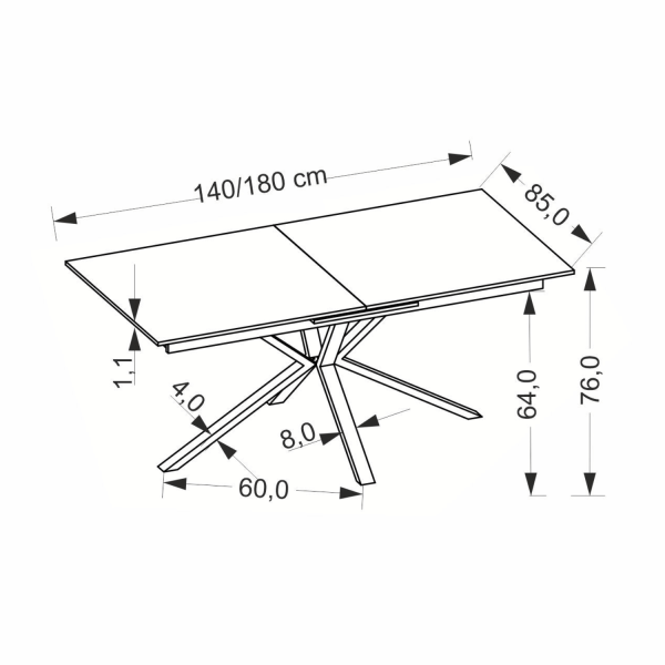 Nowoczesny Rozkładany Stół Prostokątny 140-180x85 cm do Jadalni Biały Marmur Matowy PLATAN Halmar