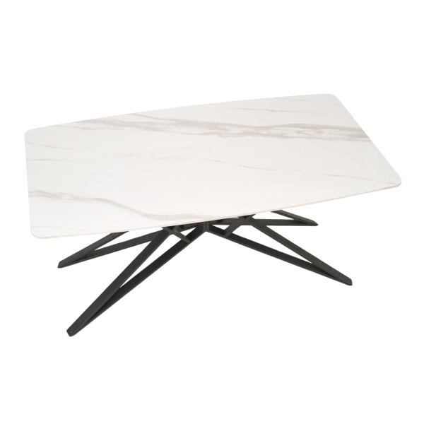 Nowoczesny Designerski Stół Rozkładany 160-240 cm do Salonu Jadalni Biały Marmur Czarne Wyjątkowe Nogi ALFREDO Halmar