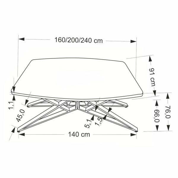 Nowoczesny Designerski Stół Rozkładany 160-240 cm do Salonu Jadalni Biały Marmur Czarne Wyjątkowe Nogi ALFREDO Halmar