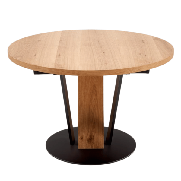 Nowoczesny Stół Okrągły Rozkładany 120-160 cm do Jadalni Dębowy Naturalny Czarny Loft FANIS Halmar