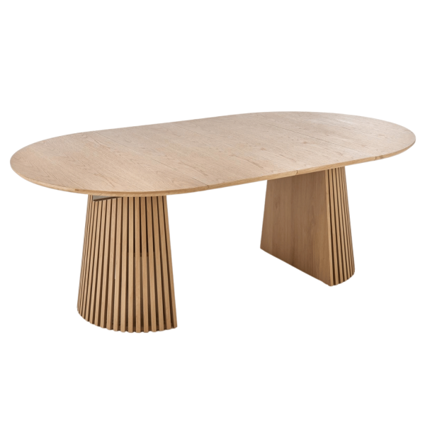 Okrągły Stół Rozkładany 120-210 cm do Jadalni Salonu Naturalny Lamele FARGO Halmar