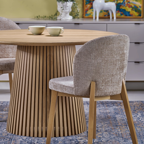 Okrągły Stół Rozkładany 120-210 cm do Jadalni Salonu Naturalny Lamele FARGO Halmar
