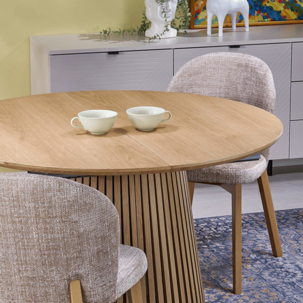 Okrągły Stół Rozkładany 120-210 cm do Jadalni Salonu Naturalny Lamele FARGO Halmar