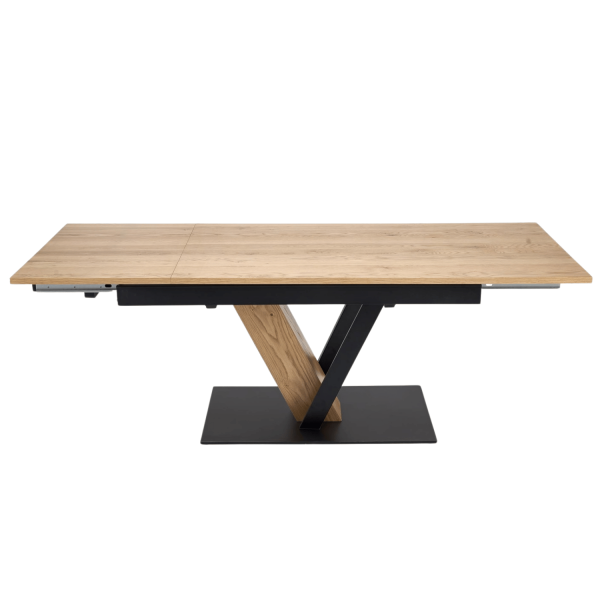 Nowoczesny Stół Prostokątny Rozkładany 160-220 cm do Jadalni Dębowy Naturalny Czarny Loft FANIS Halmar