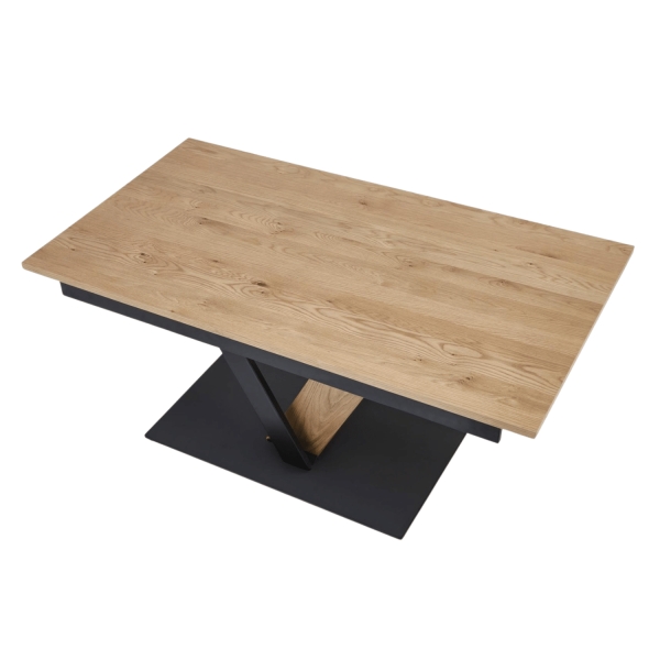 Nowoczesny Stół Prostokątny Rozkładany 160-220 cm do Jadalni Dębowy Naturalny Czarny Loft FANIS Halmar