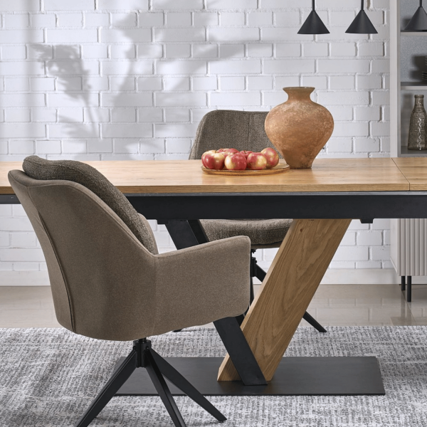 Nowoczesny Stół Prostokątny Rozkładany 160-220 cm do Jadalni Dębowy Naturalny Czarny Loft FANIS Halmar