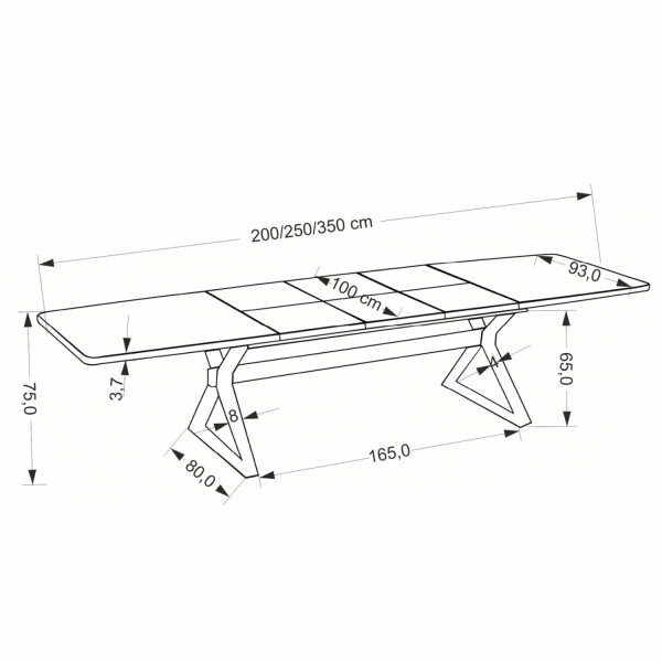 Duży Nowoczesny Stół Rozkładany 200-350 cm Loft Prostokątny Orzechowy Czarny BARON Halmar