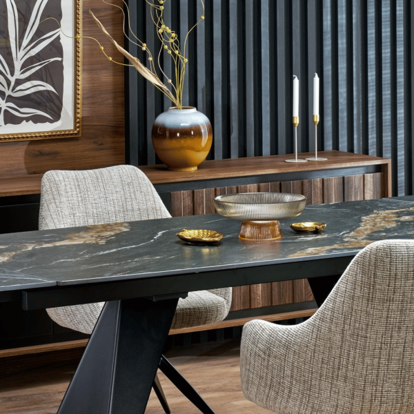 Duży Nowoczesny Stół Rozkładany 200-350 cm Loft Prostokątny Orzechowy Czarny BARON Halmar