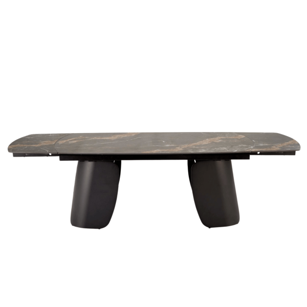 Elegancki Nowoczesny Stół Rozkładany 180-260x90 cm do Jadalni Salonu Czarny Marmurowy FORUM Halmar