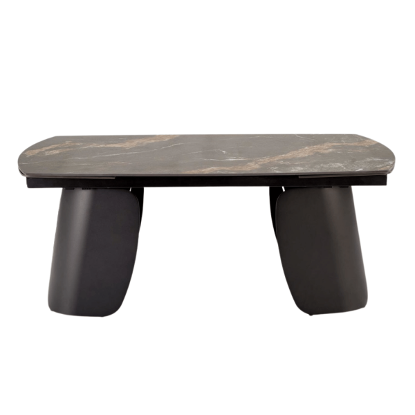 Elegancki Nowoczesny Stół Rozkładany 180-260x90 cm do Jadalni Salonu Czarny Marmurowy FORUM Halmar