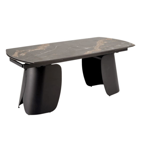 Elegancki Nowoczesny Stół Rozkładany 180-260x90 cm do Jadalni Salonu Czarny Marmurowy FORUM Halmar