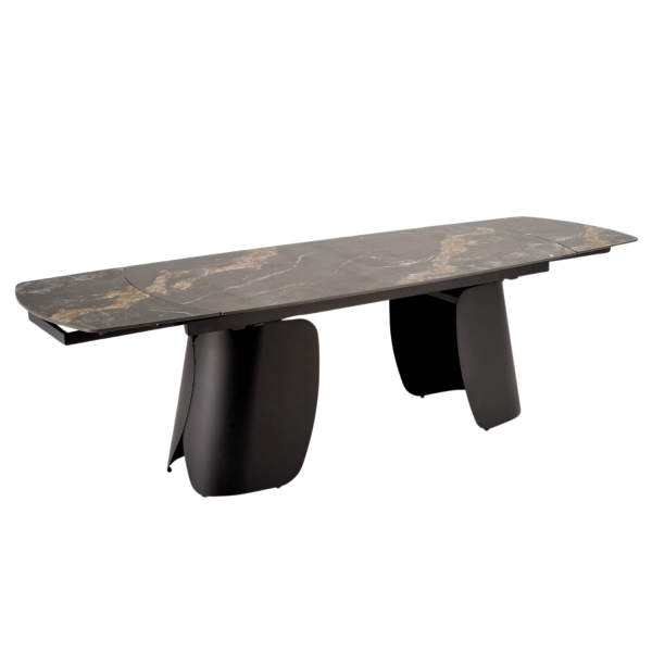Elegancki Nowoczesny Stół Rozkładany 180-260x90 cm do Jadalni Salonu Czarny Marmurowy FORUM Halmar