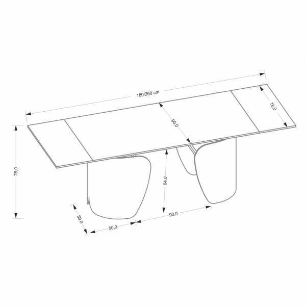 Elegancki Nowoczesny Stół Rozkładany 180-260x90 cm do Jadalni Salonu Czarny Marmurowy FORUM Halmar