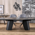 Elegancki Nowoczesny Stół Rozkładany 180-260x90 cm do Jadalni Salonu Czarny Marmurowy FORUM Halmar