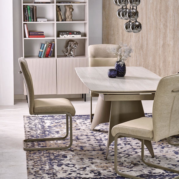 Elegancki Nowoczesny Stół Rozkładany 180-260x90 cm do Jadalni Salonu Czarny Marmurowy FORUM Halmar