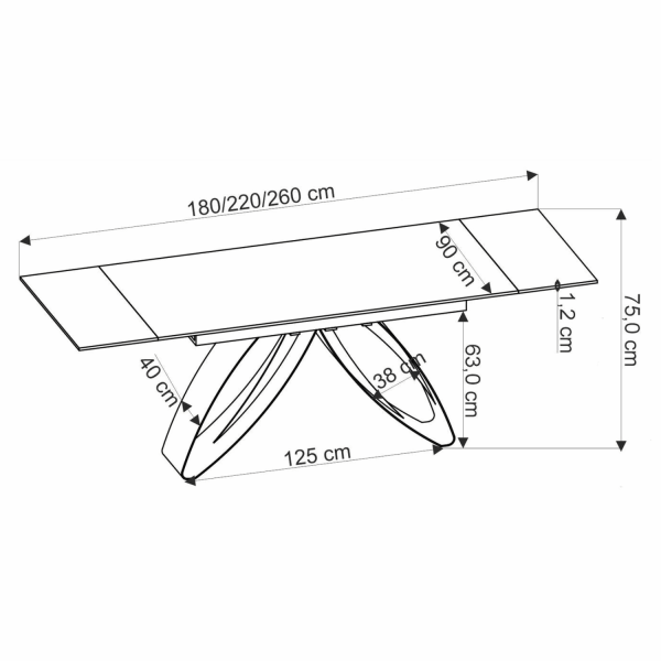 Nowoczesny Stół Rozkładany do Jadalni 180-260 cm Orzechowy Czarny Designerski HILARIO Halmar