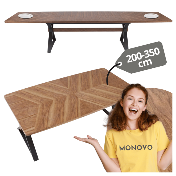 Duży Nowoczesny Stół Rozkładany 200-350 cm Loft Prostokątny Orzechowy Czarny BARON Halmar