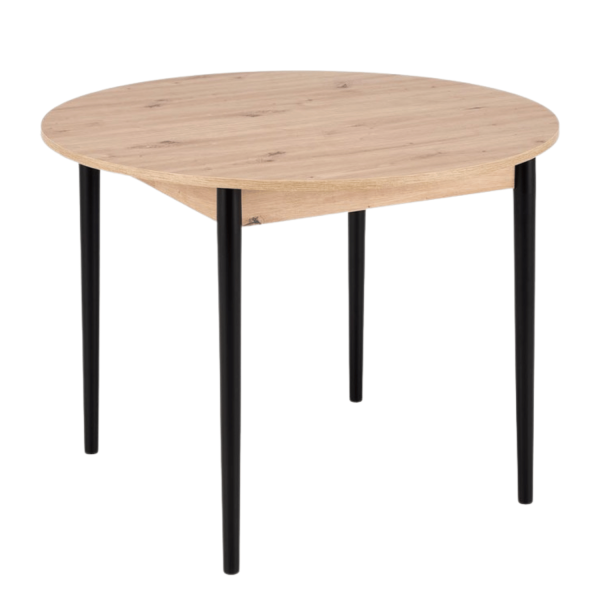 Skandynawski Stół Rozkładany do Jadalni 102-142x102 cm Dąb Artisan z Drewnianymi Nogami Czarnymi PIVOT Halmar