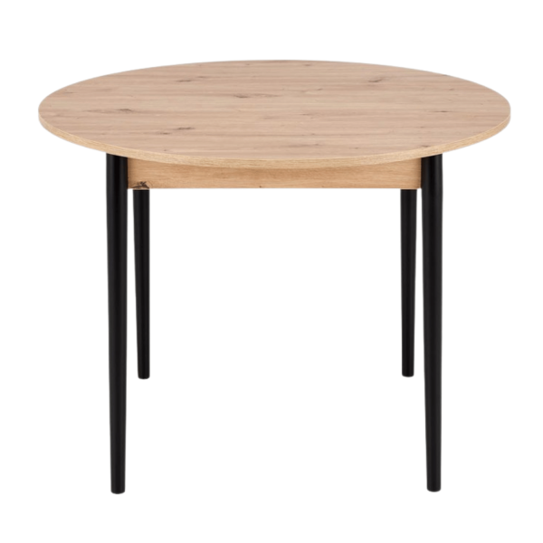 Skandynawski Stół Rozkładany do Jadalni 102-142x102 cm Dąb Artisan z Drewnianymi Nogami Czarnymi PIVOT Halmar
