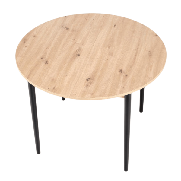 Skandynawski Stół Rozkładany do Jadalni 102-142x102 cm Dąb Artisan z Drewnianymi Nogami Czarnymi PIVOT Halmar