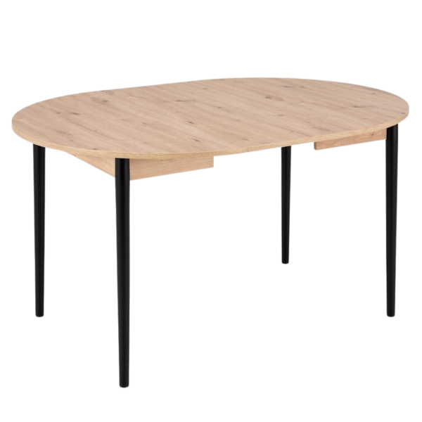 Skandynawski Stół Rozkładany do Jadalni 102-142x102 cm Dąb Artisan z Drewnianymi Nogami Czarnymi PIVOT Halmar