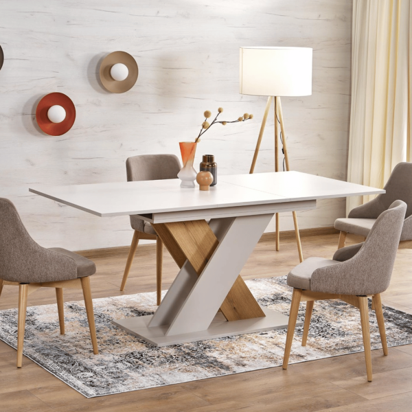 Nowoczesny Stół Rozkładany 130-175x85 cm do Jadalni Kaszmirowy Beżowy Dąb Cremona XARELTO Halmar