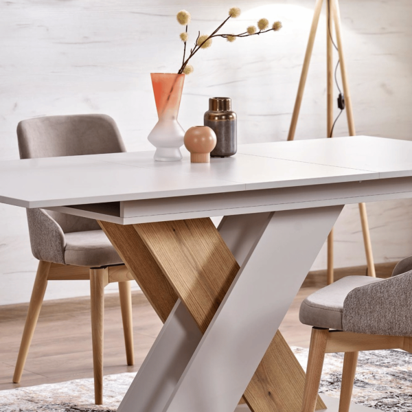 Nowoczesny Stół Rozkładany 130-175x85 cm do Jadalni Kaszmirowy Beżowy Dąb Cremona XARELTO Halmar