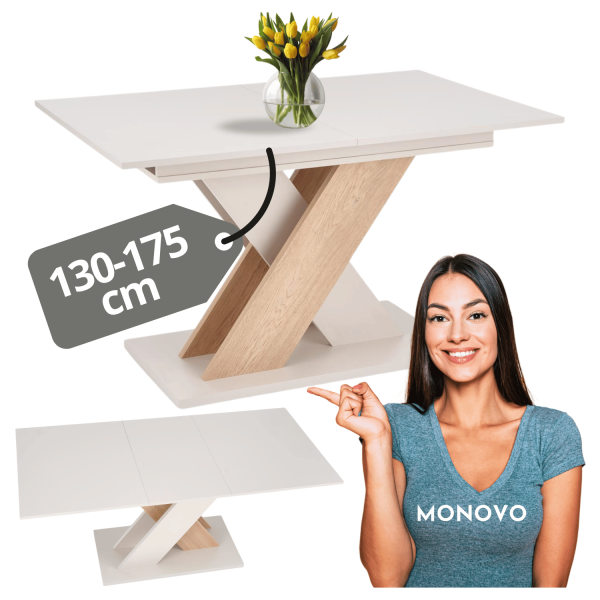Nowoczesny Stół Rozkładany 130-175x85 cm do Jadalni Kaszmirowy Beżowy Dąb Cremona XARELTO Halmar
