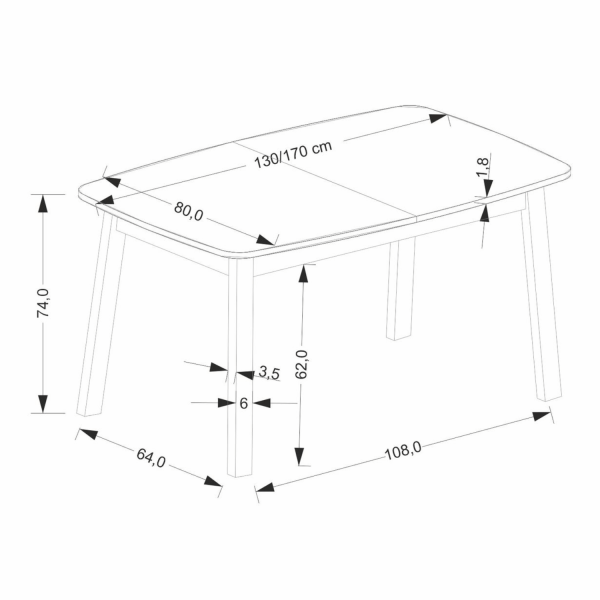 Nowoczesny Stół Rozkładany do Jadalni 130-170X80 cm Dąb Artisan Czarny Loft BARRIL Halmar