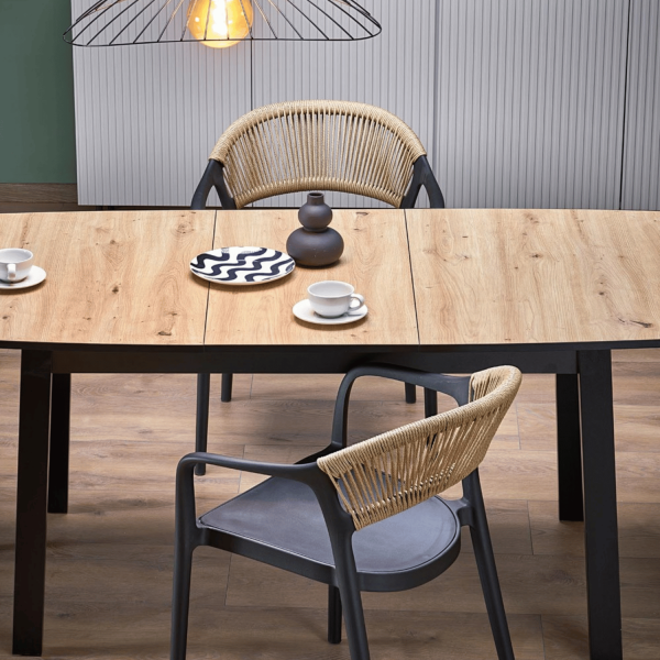 Nowoczesny Stół Rozkładany do Jadalni 130-170X80 cm Dąb Artisan Czarny Loft BARRIL Halmar