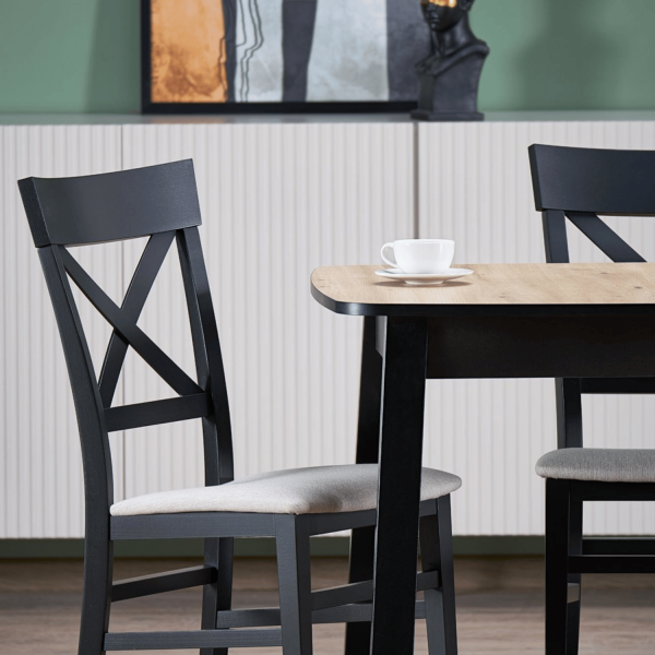 Nowoczesny Stół Rozkładany do Jadalni 130-170X80 cm Dąb Artisan Czarny Loft BARRIL Halmar
