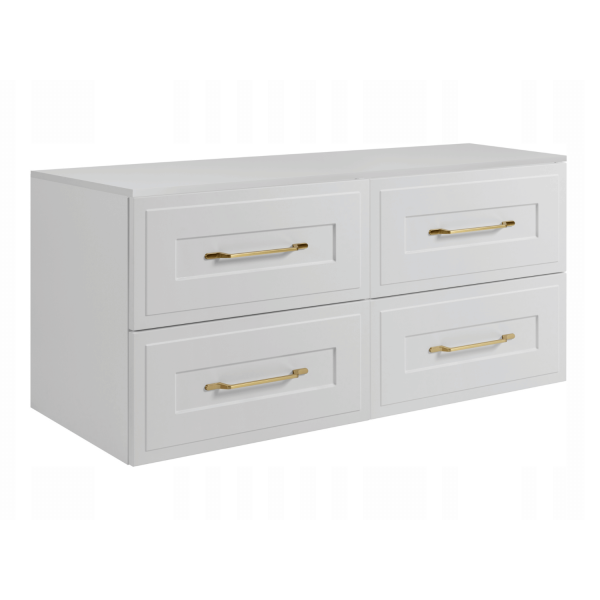 Wisząca Szafka do Łazienki 160 cm Biała z Blatem Pod Umywalkę Podwójna CLASSIC