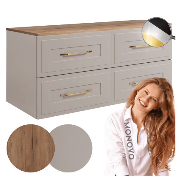 Szafka Łazienkowa 120 cm Kaszmirowa Wisząca Pod Umywalkę Mat z Blatem CLASSIC