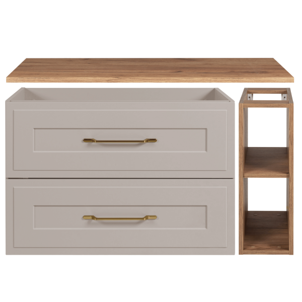 Szafka do Łazienki Kaszmirowa z Blatem Złoty Dąb Craft 100 cm Wisząca z Ramką CLASSIC