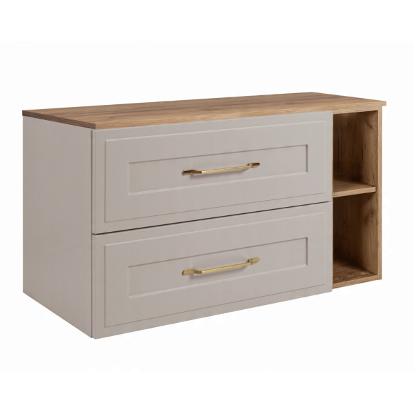 Szafka do Łazienki Kaszmirowa z Blatem Złoty Dąb Craft 100 cm Wisząca z Ramką CLASSIC