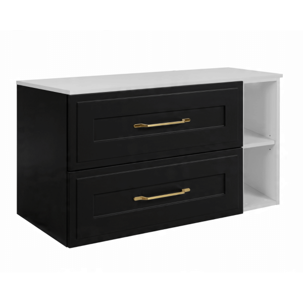 Szafka Pod Umywalkę Czarna Wisząca z Białym Blatem 80 cm Elegancka z Ramką CLASSIC